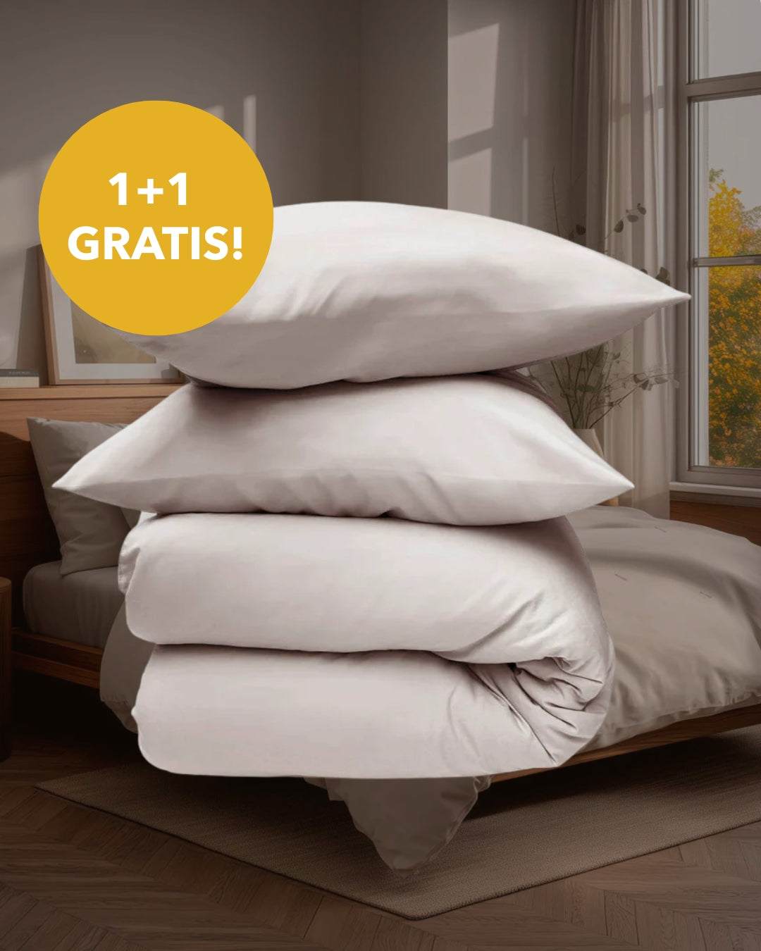 HOOMstyle OUTLET - Wasbaar dekbed zonder overtrek - incl kussenslopen - Zand - Lits-jumeaux - 240x220cm - 1+1 ACTIE