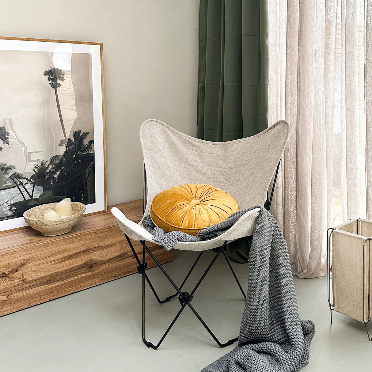 HOOMstyle Coussin Kiki avec passepoil - Coussin décoratif rond avec bouton et bordure - Velours