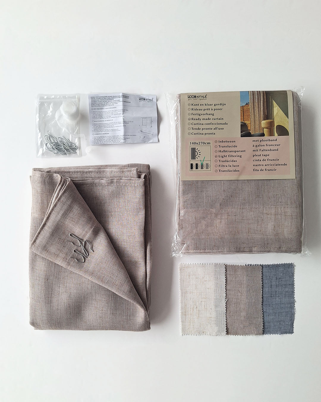 HOOMstyle Rideau Prêt à Poser Noa - filtrant - Avec galon fronceur