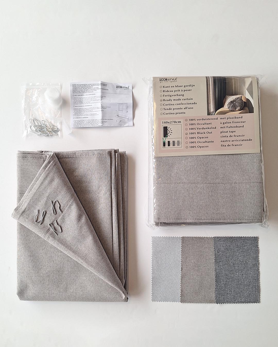 HOOMstyle Ready-Made Curtain Luna - 100% Blackout - Pleated header tape