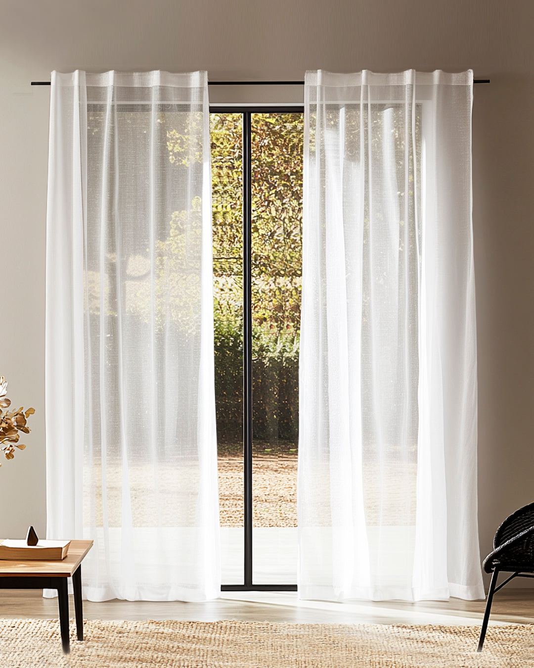 HOOMstyle Rideau Prêt à Poser -  Voilage - Transparent - Avec gallon fronceur