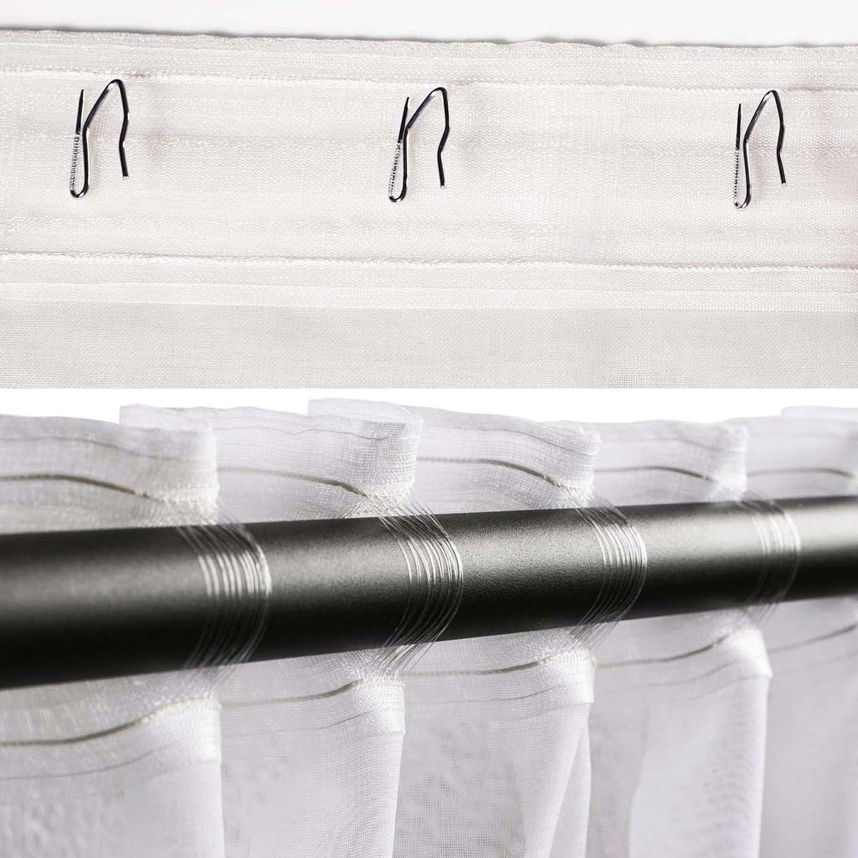 HOOMstyle Rideau Prêt à Poser -  Voilage - Transparent - Avec gallon fronceur