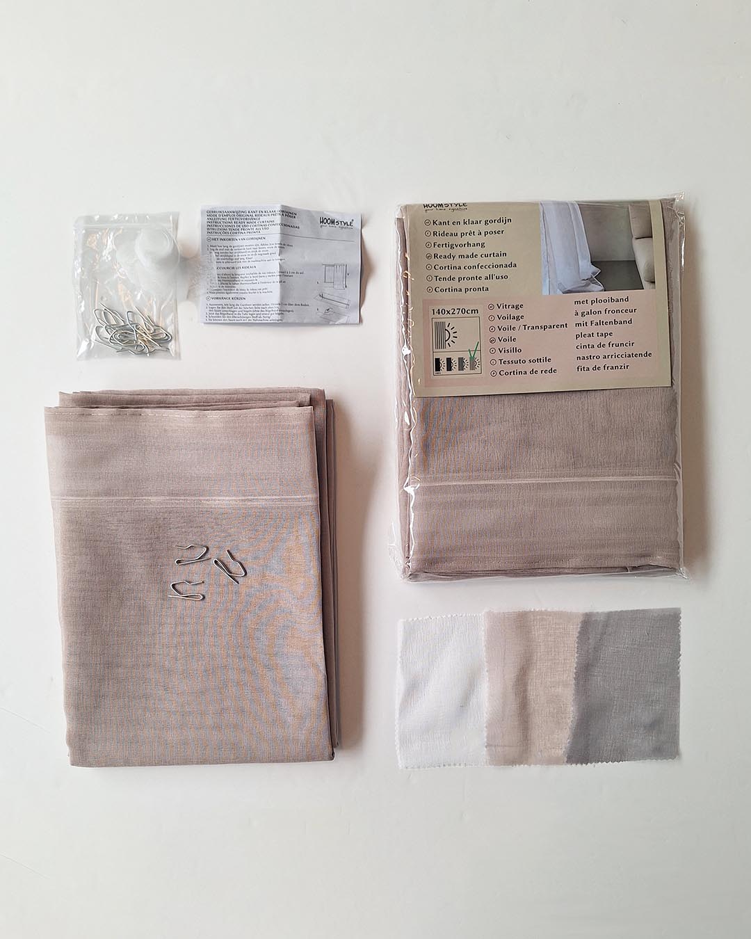 HOOMstyle Rideau Prêt à Poser -  Voilage - Transparent - Avec gallon fronceur