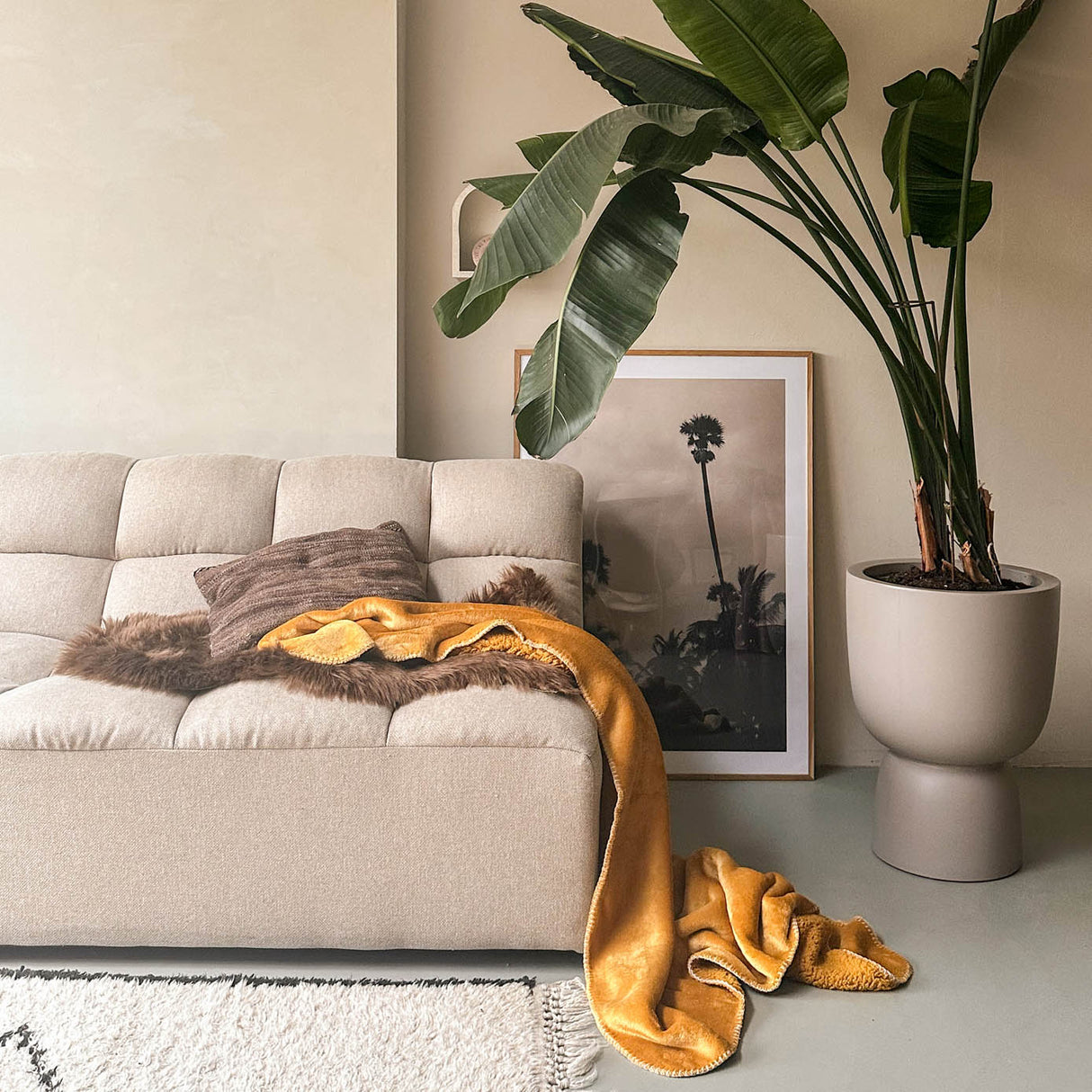 HOOMstyle Plaid Lotus - Fleece Deken - Teddy