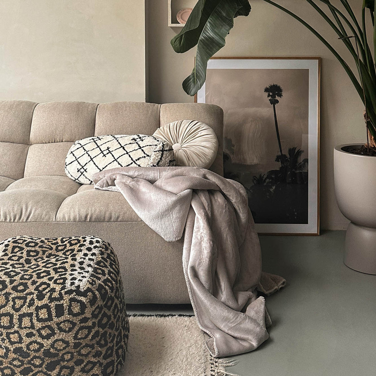 HOOMstyle Plaid Lotus - Fleece Deken - Teddy