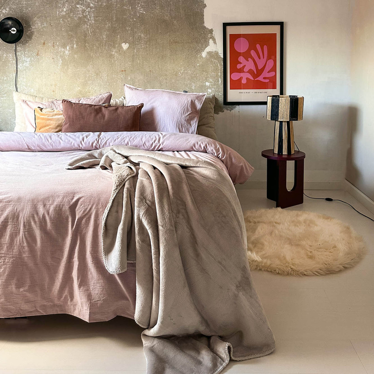 HOOMstyle Plaid Lotus - Fleece Deken - Teddy