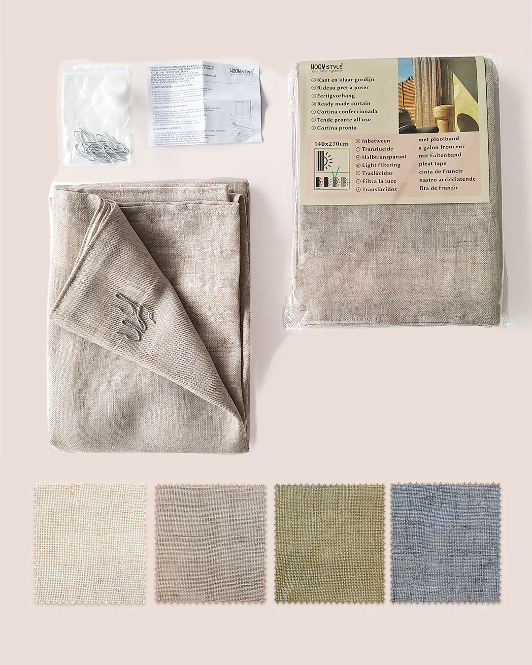 HOOMstyle Ready-Made Curtain Noa - Inbetween - Pleated header tape