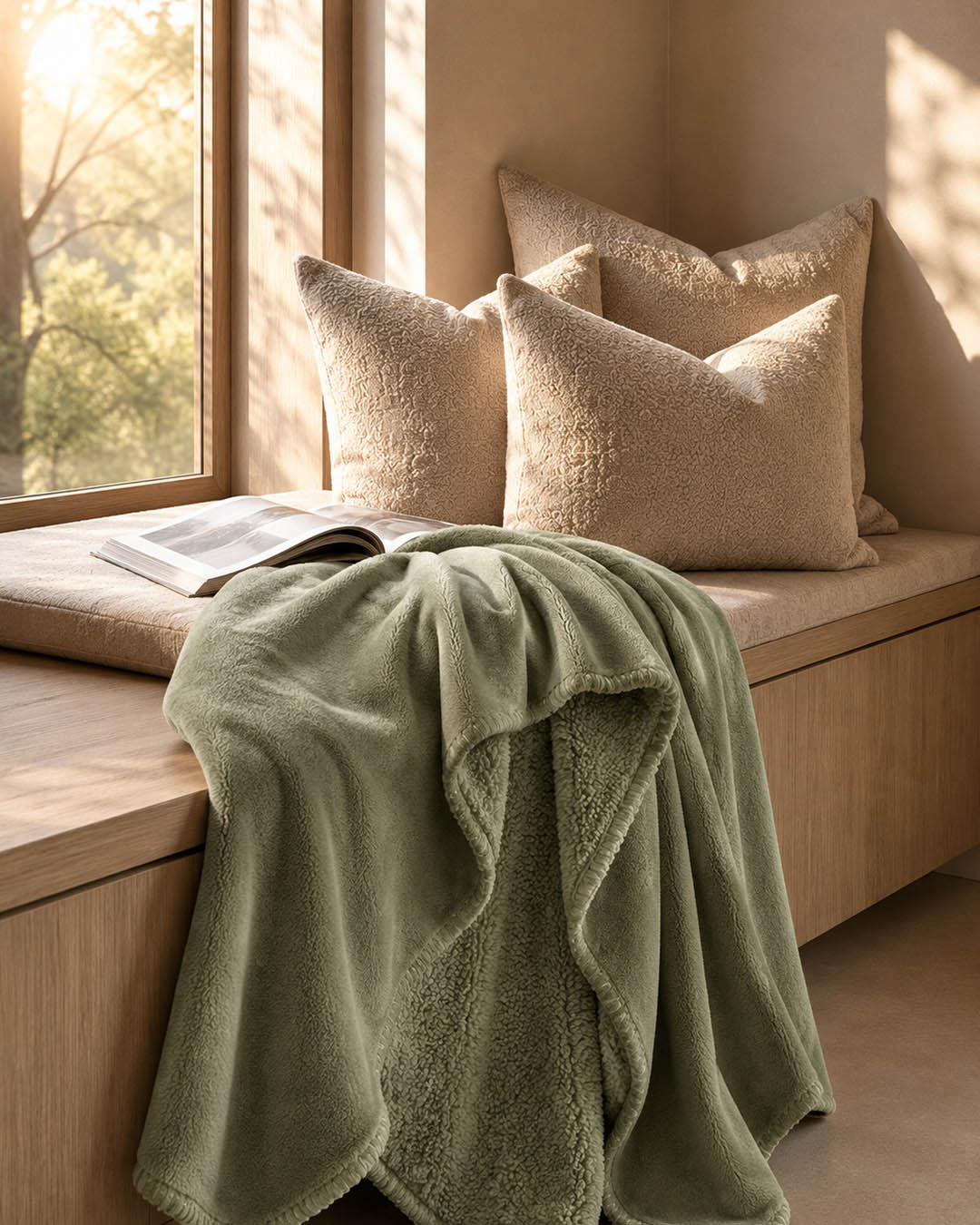 HOOMstyle Plaid Lotus - Fleece Blanket - Teddy