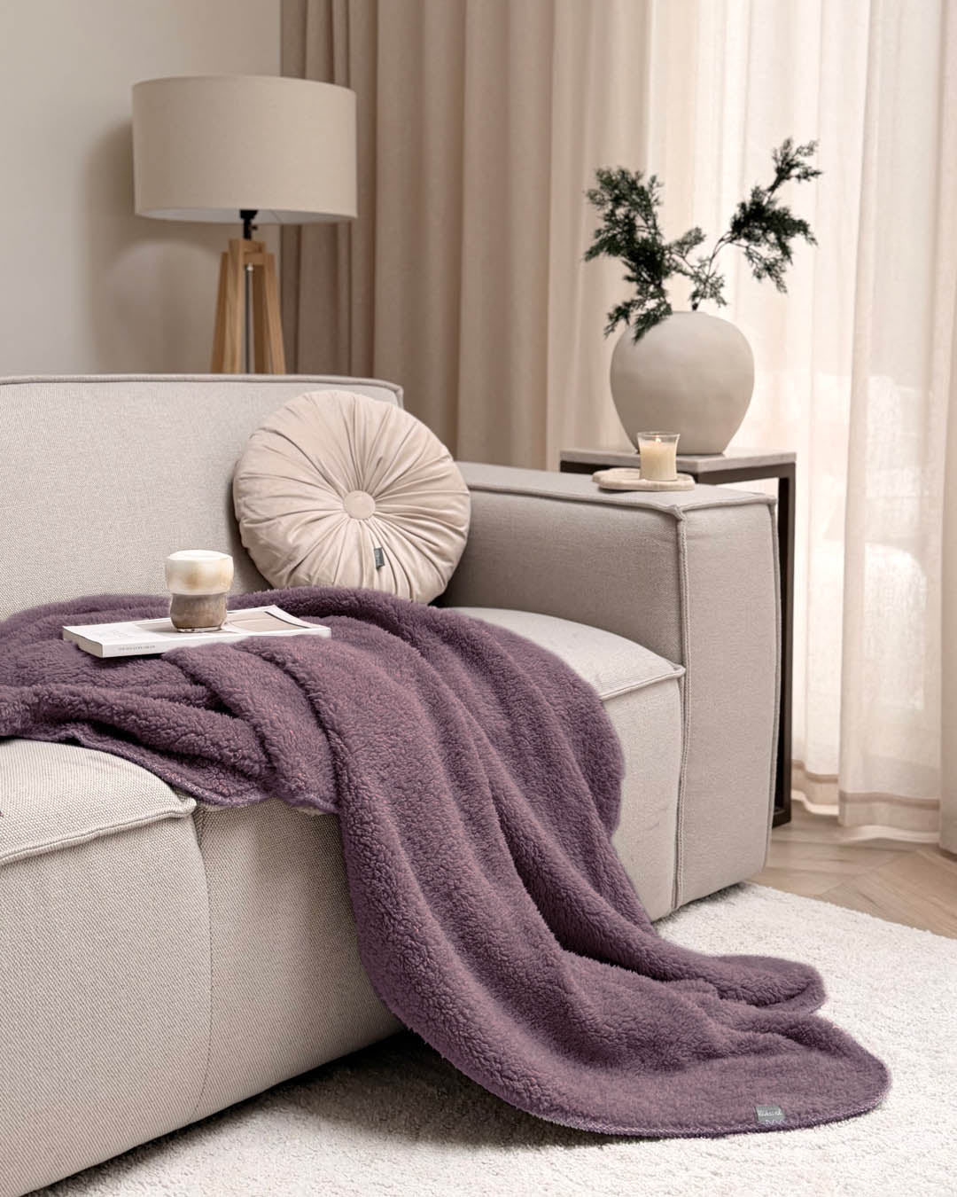 HOOMstyle Plaid Lotus - Fleece Deken - Teddy