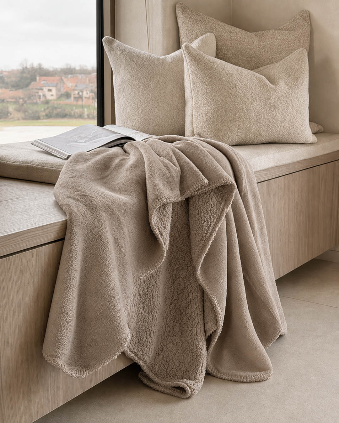 HOOMstyle Plaid Lotus - Fleece Blanket - Teddy