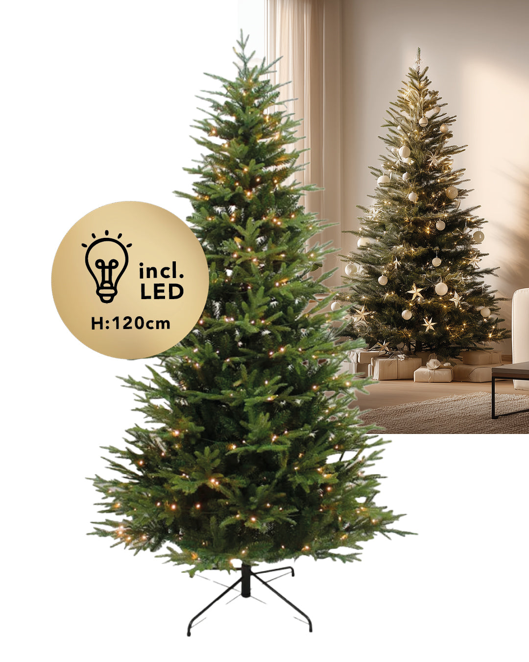 HOOMstyle Kerstboom Excellent Slim - smalle kunstkerstboom met verlichting (LED)