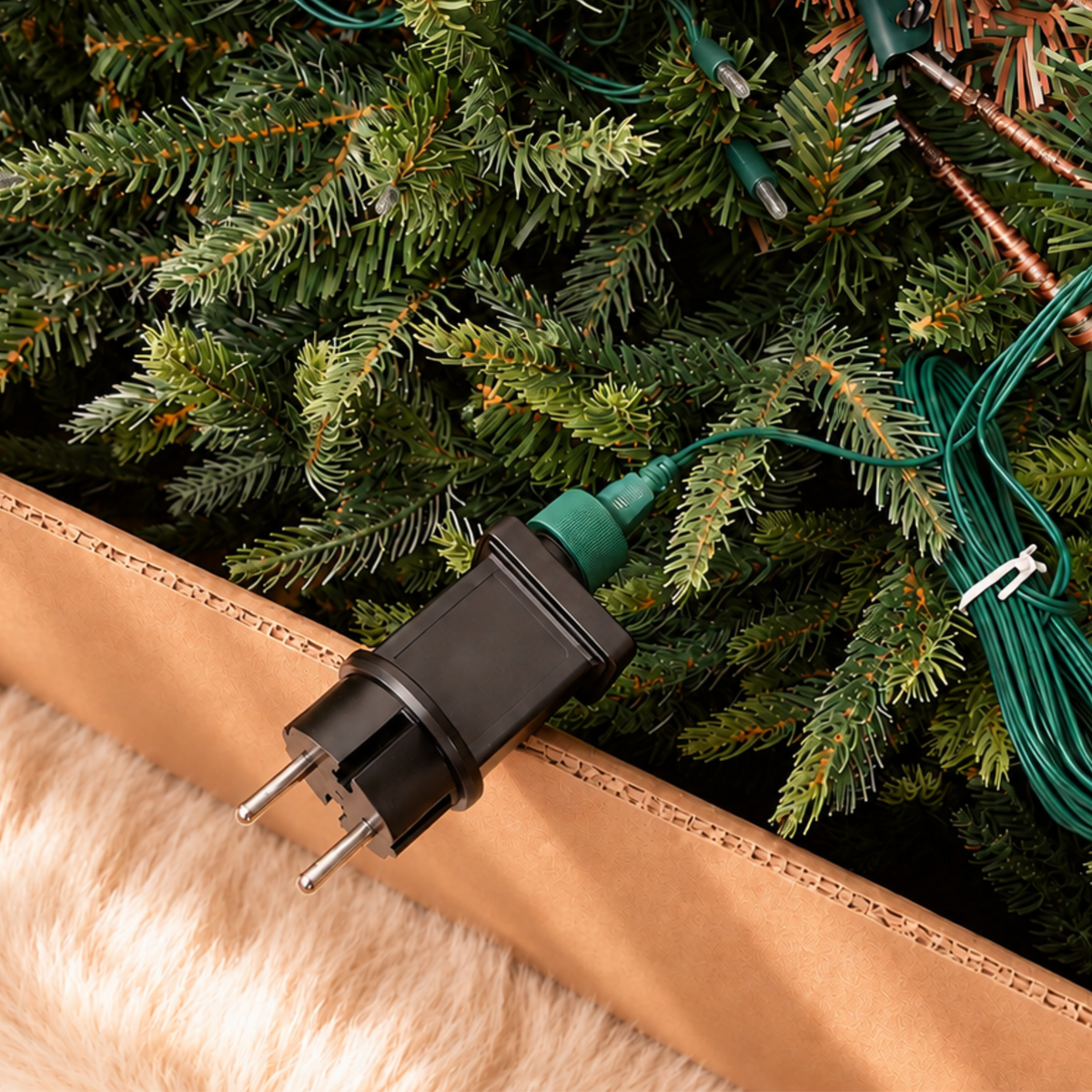 Sapin de Noël Artificiel Excellent Slim Led - Sapin de Noël étroit avec éclairage LED - vert - mélange pvc/pe