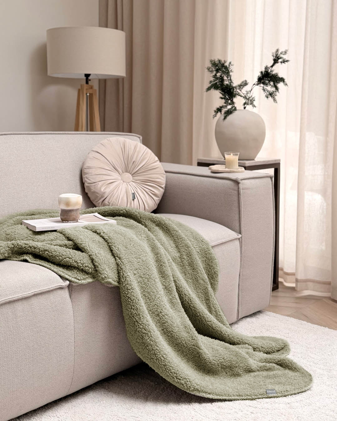 HOOMstyle Plaid Lotus - Fleece Deken - Teddy