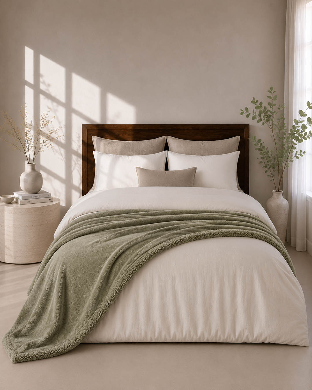 HOOMstyle Plaid Lotus - Fleece Blanket - Teddy