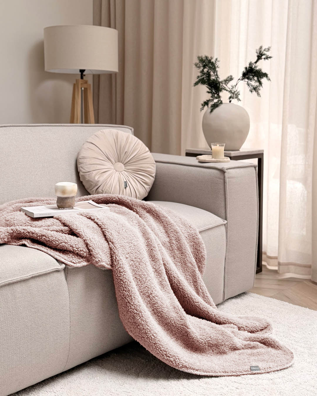 HOOMstyle Plaid Lotus - Fleece Deken - Teddy