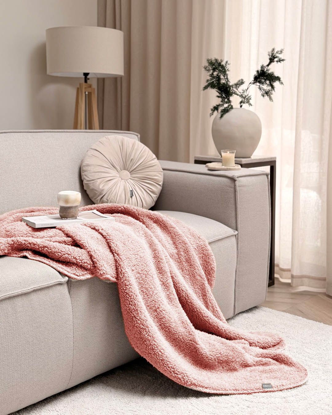 HOOMstyle Plaid Lotus - Fleece Deken - Teddy