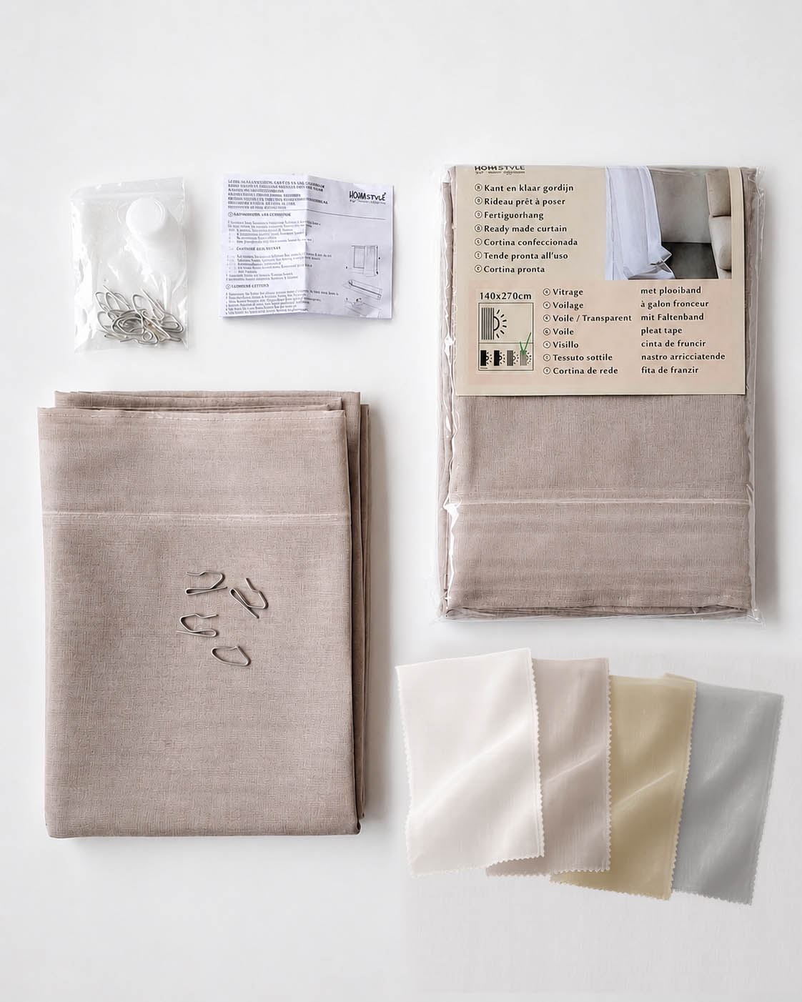 HOOMstyle Ready-Made Curtain - Sheer - Transparent - Pleated header tape