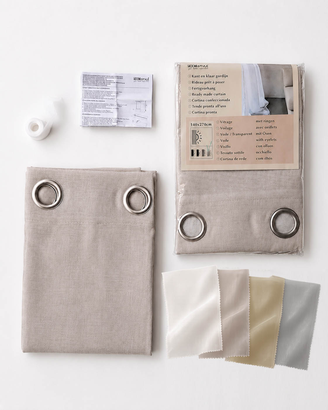 HOOMstyle Rideau Prêt à Poser - Voilage - Transparent - Avec œillets
